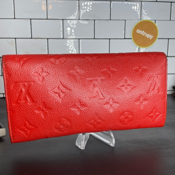 AUTHENTIC LOUIS VUITTON RED SARAH EMPRENTE WALLET - Picture 4 of 8
